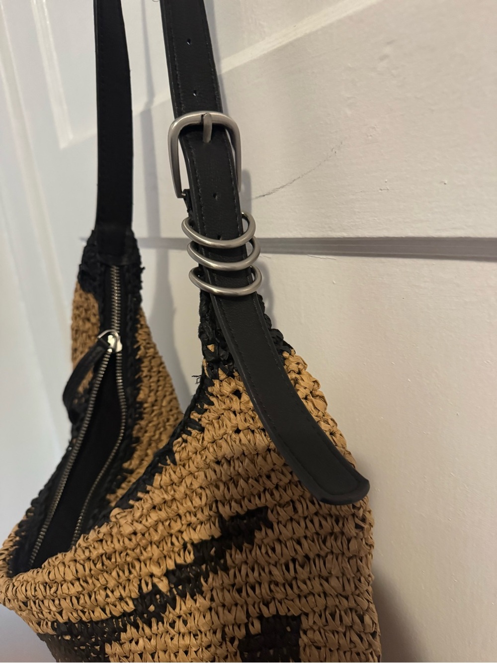 Free People Woven Straw Shoulder Bag in Natural and Black - Picture 4 of 5